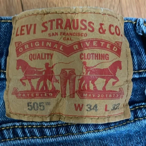 Levi’s 505 Tag Size 34 x 33 Blue Jeans Five Pocket Zip Fly Straight Leg Mid Rise - Picture 4 of 13
